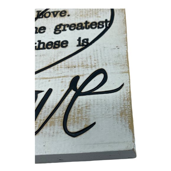 Home Décor Small Sign Faith Hope Love Distressed Farmhouse Shabby Chic White - Picture 3 of 11